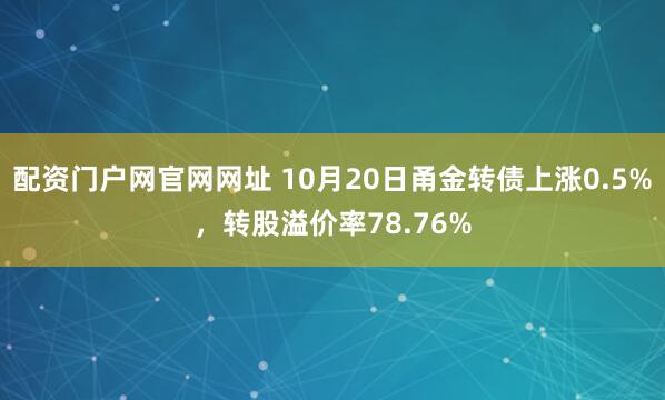 配资门户网官网网址 10月20日甬金转债上涨0.5%，转股溢价率78.76%