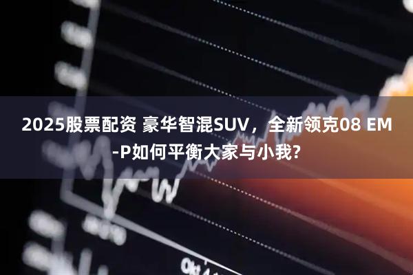 2025股票配资 豪华智混SUV，全新领克08 EM-P如何平衡大家与小我?